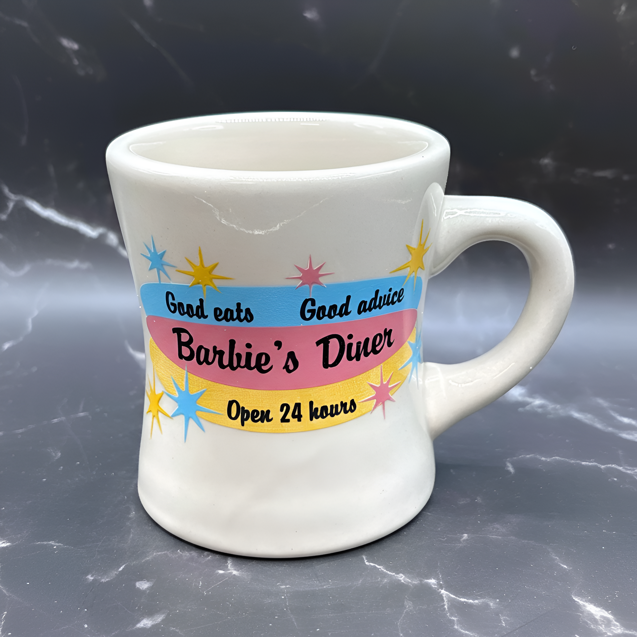 Barbie’s Diner Coffee Mug Retro Atomic Design Ceramic Cup