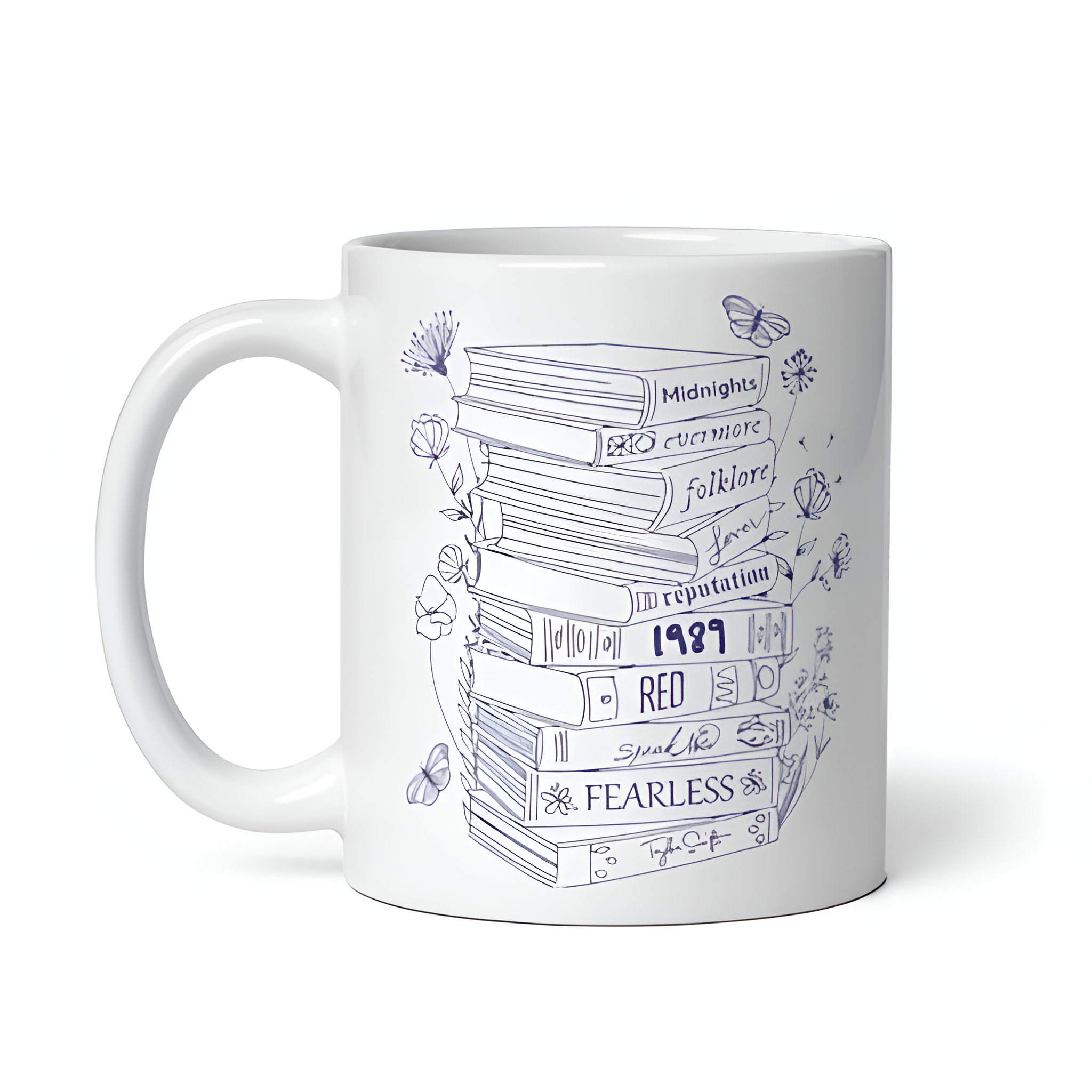 Musical Album Book Stack Floral Mug