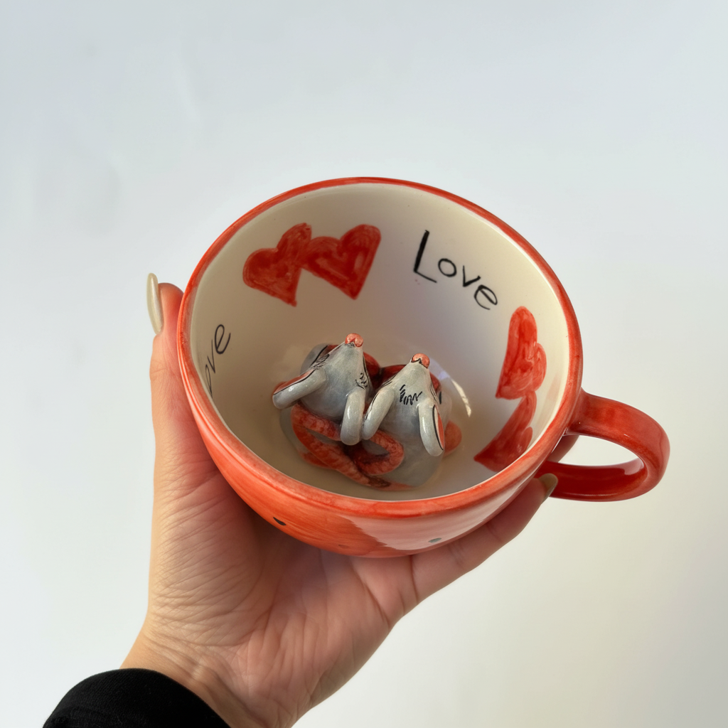 Mice Figurine Sculpted Beverage Cup
