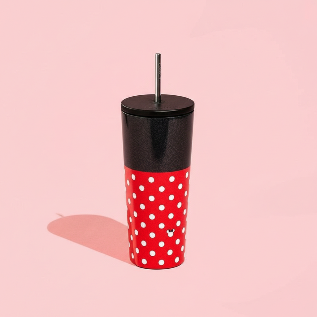 Triple Insulated Polka Dot Tumbler With Straw Lid