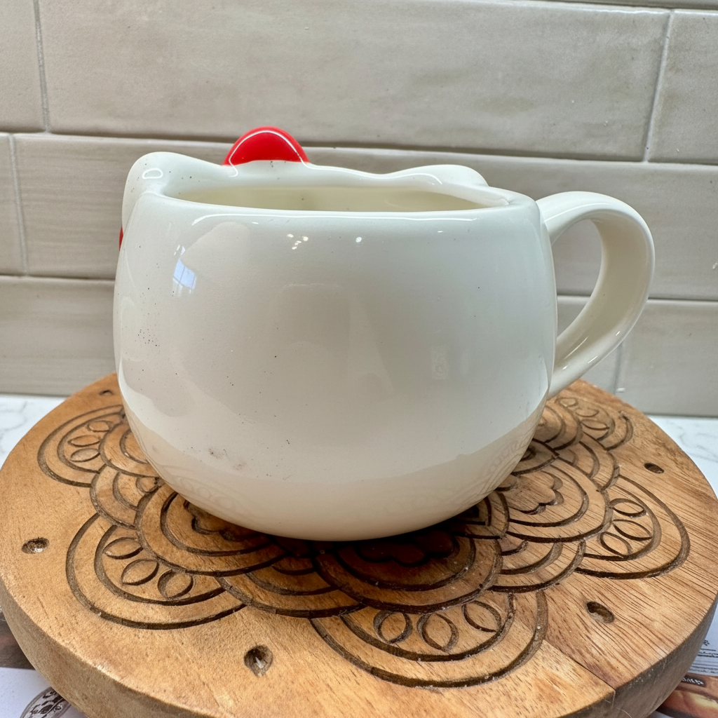 Hello Kitty Red Bow Sculptured Ceramic Mug