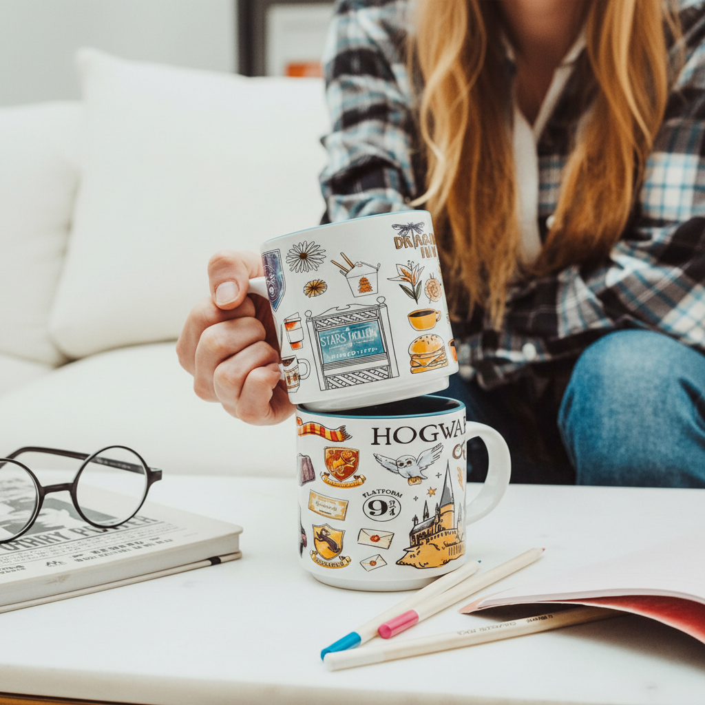Harry Potter Hogwarts Allover Icons Ceramic Stacking Mug