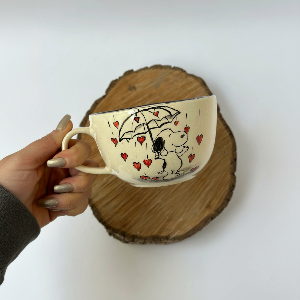 Handcrafted Cartoon Character Glazed Ceramic Mug