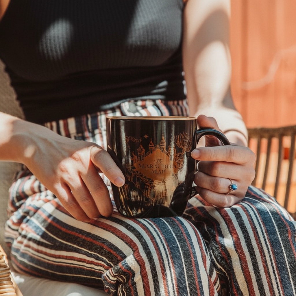 Harry Potter Marauder's Map Black and Gold Ceramic Mug 
