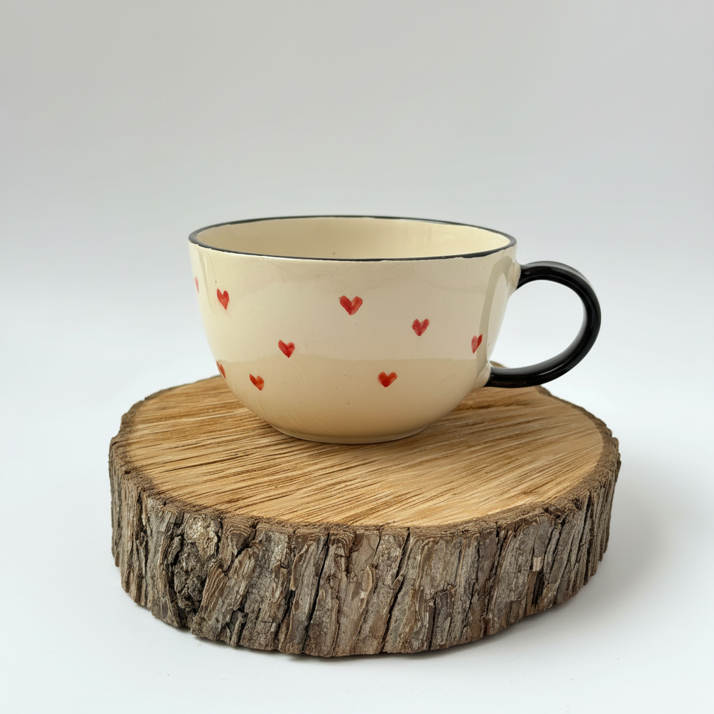 Handmade Ceramic Coffee Mug With Cartoon Drawing