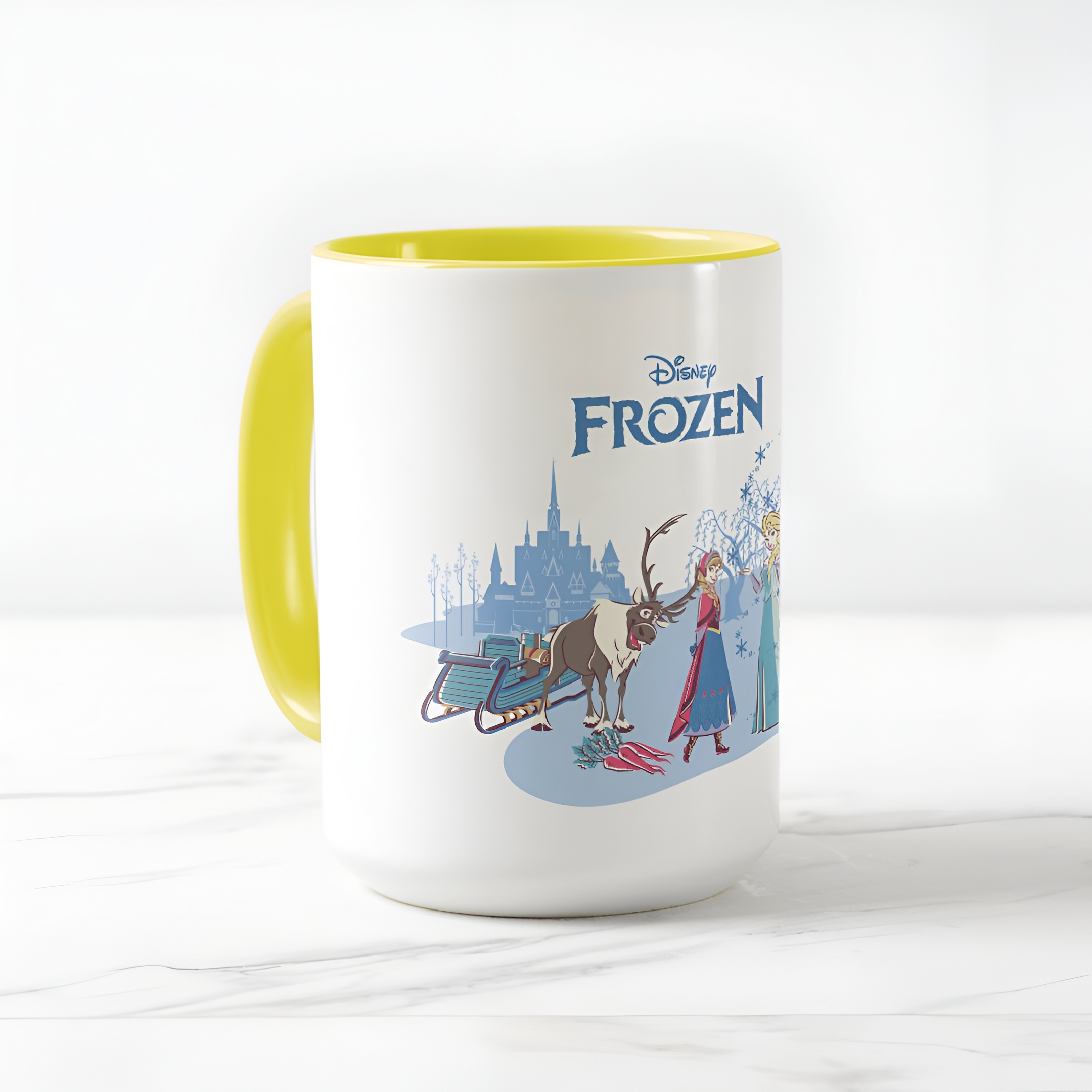 Frozen Blue Pastel Two-Tone Mug Sven Anna Elsa Olaf Ceramic Coffee Cup