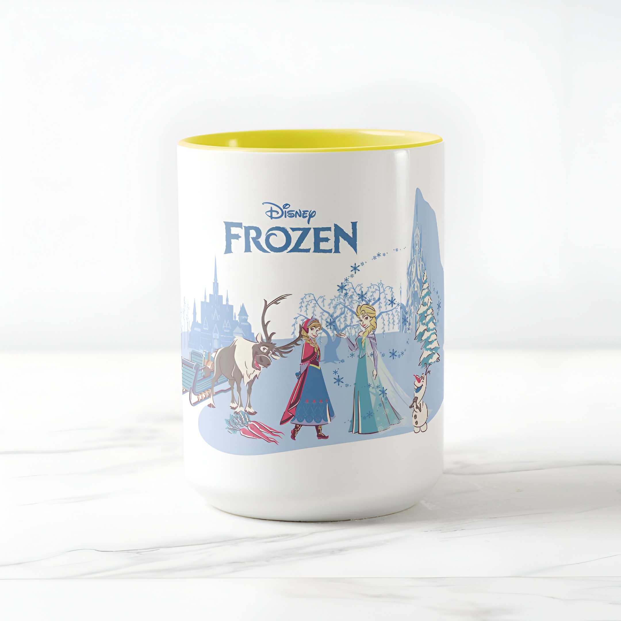 Frozen Blue Pastel Two-Tone Mug Sven Anna Elsa Olaf Ceramic Coffee Cup