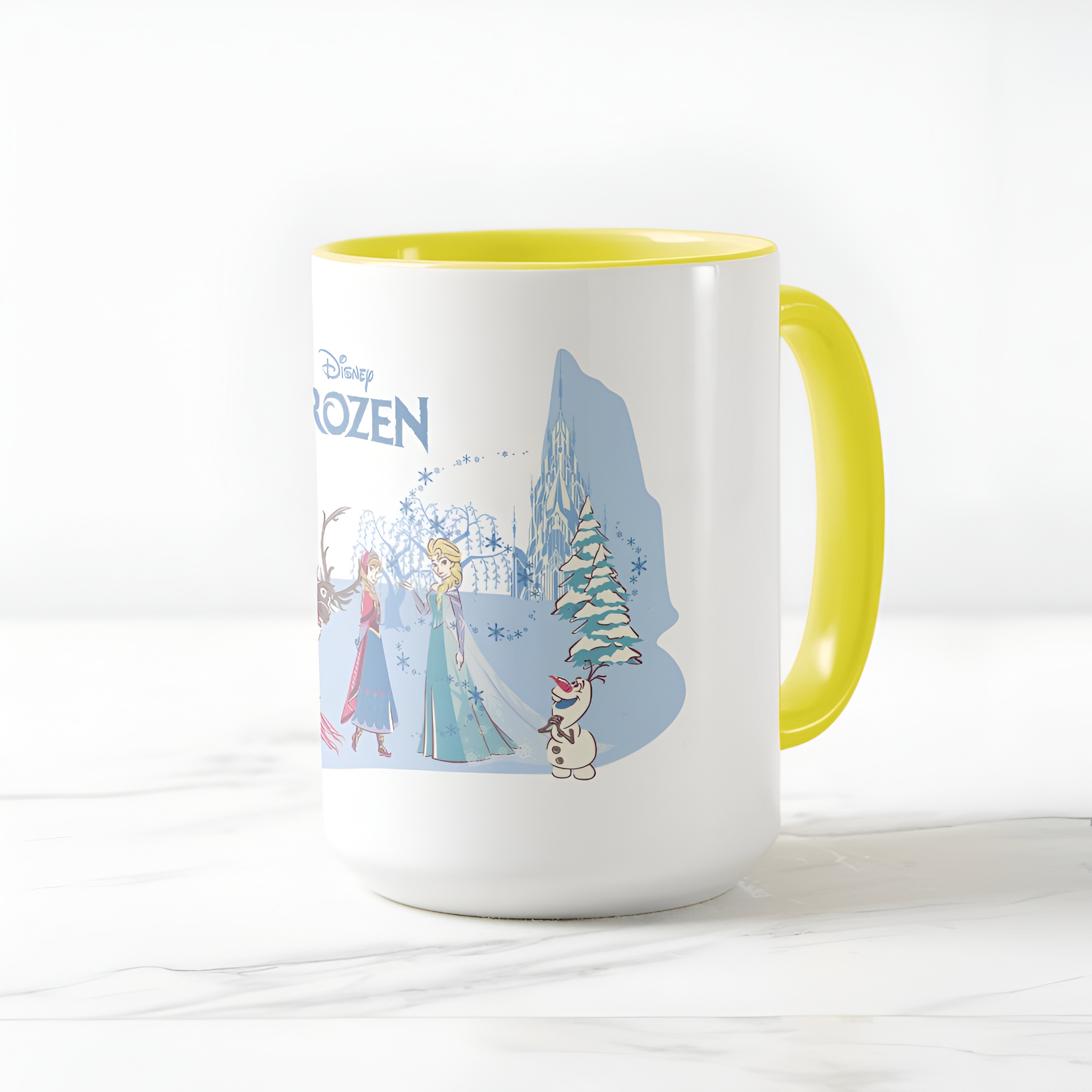 Frozen Blue Pastel Two-Tone Mug Sven Anna Elsa Olaf Ceramic Coffee Cup