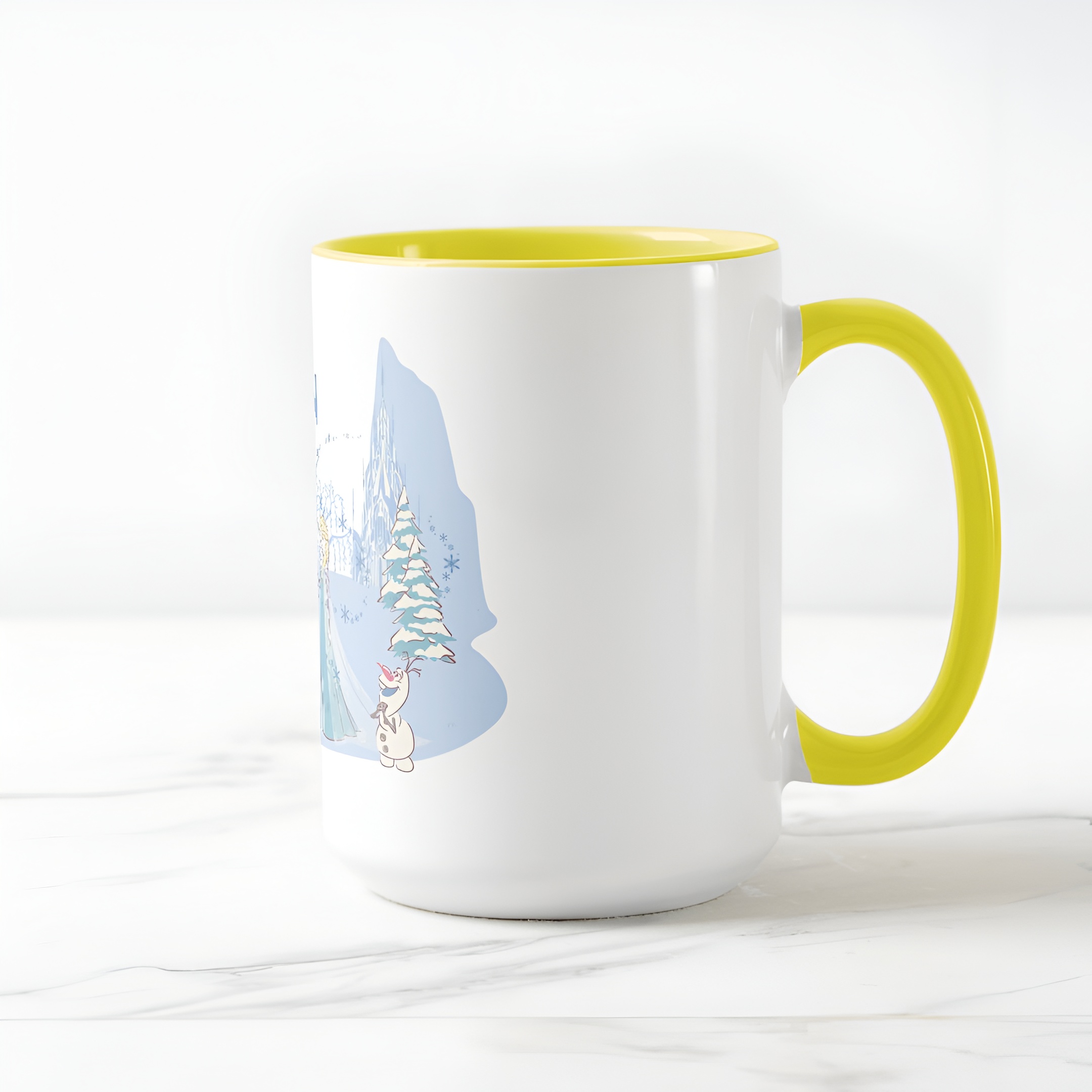 Frozen Blue Pastel Two-Tone Mug Sven Anna Elsa Olaf Ceramic Coffee Cup