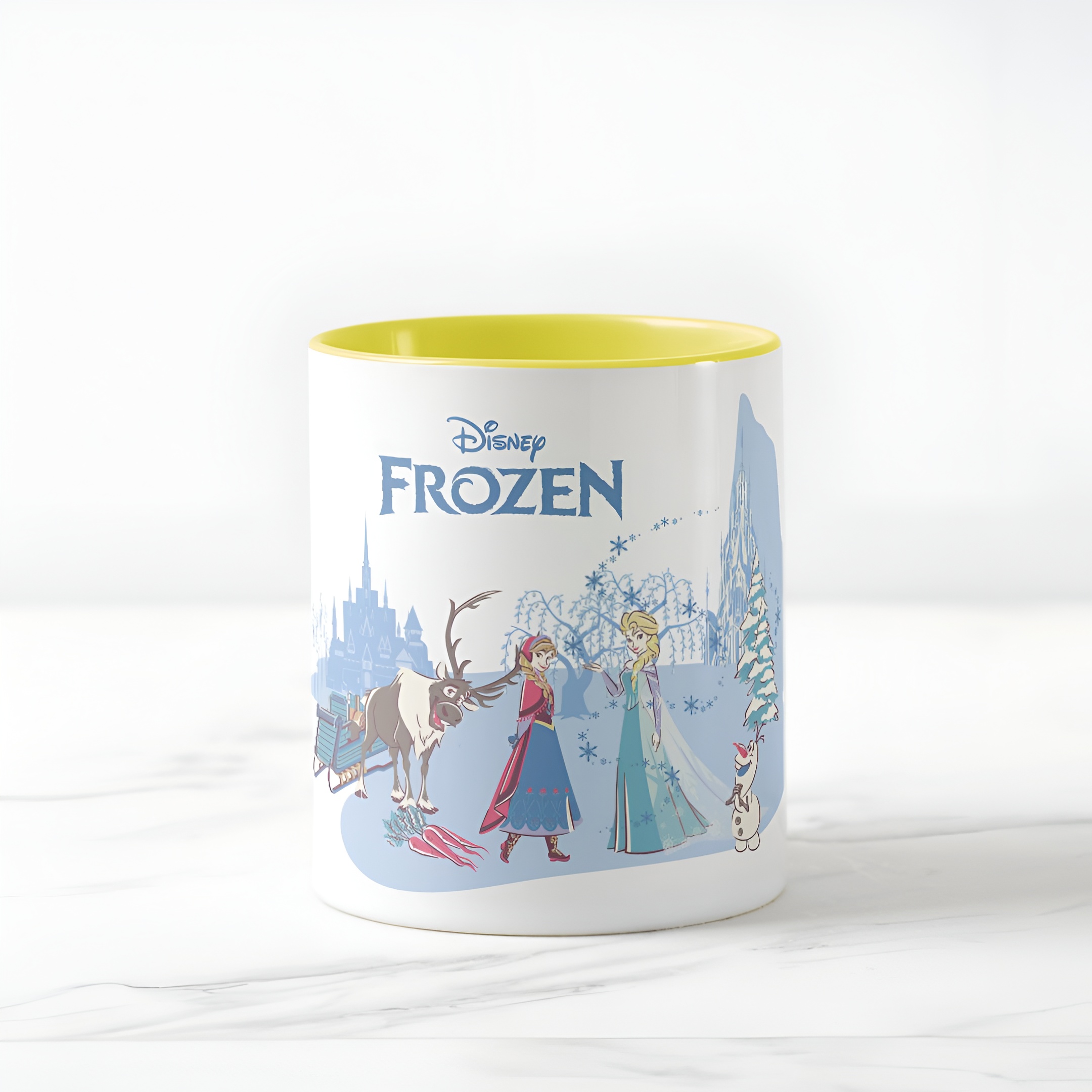 Frozen Blue Pastel Two-Tone Mug Sven Anna Elsa Olaf Ceramic Coffee Cup