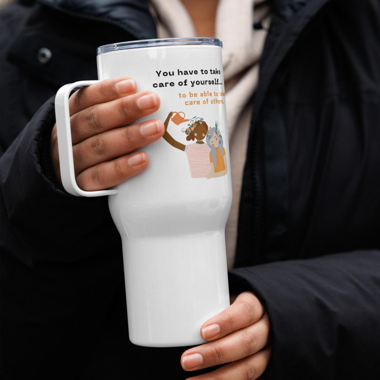 Self Care Travel Mug with Stainless Steel Body and Matte Finish - Inspire Cups
