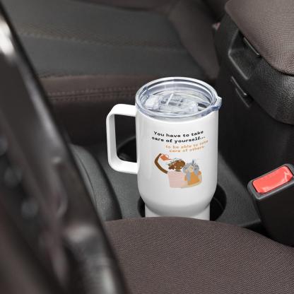 Self Care Travel Mug with Stainless Steel Body and Matte Finish - Inspire Cups
