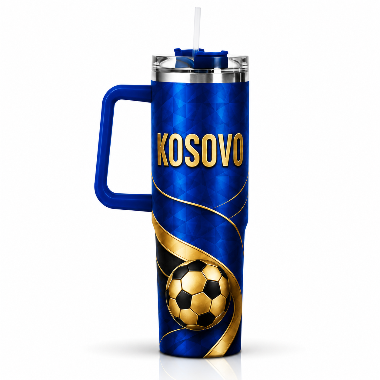 FIFA 2026 Kosovo Football Sports All Over Printed 40oz Tumbler With Straw And Lid