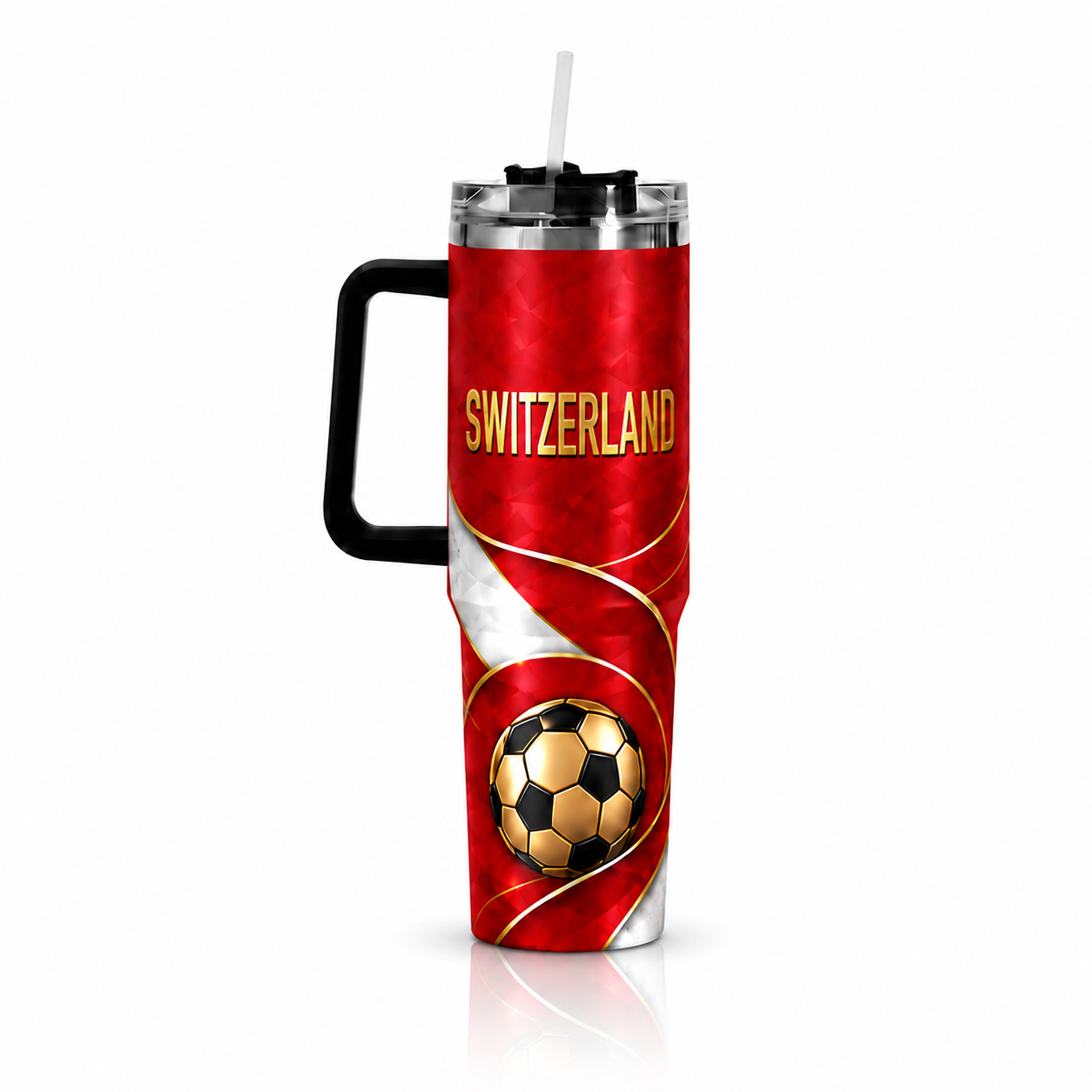 FIFA 2026 Switzerland Football Sports All Over Printed 40oz Tumbler With Straw And Lid