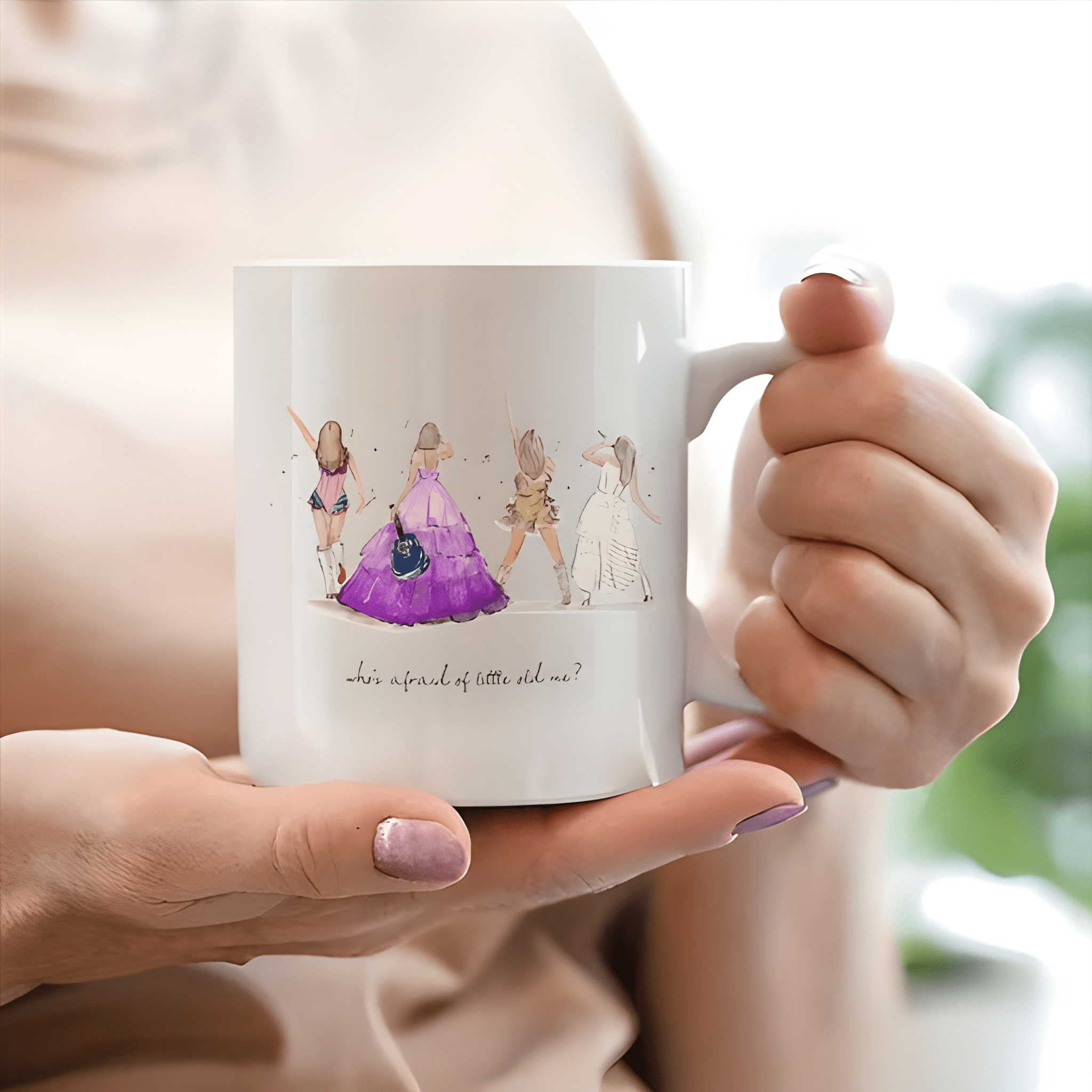 1pc 11oz Durable Ceramic Mug with TS Stage Outfits Illustration Design, Dishwasher and Microwave Safe, Ideal for Home, Office, Party Use, Trendy Music - Inspired Coffee Mug, Unique Gift for TS Fans