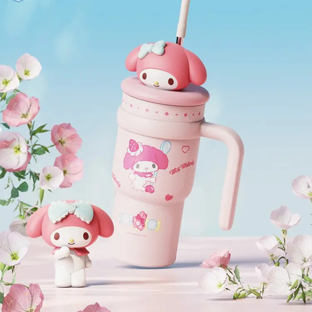 Cartoon Insulated  700ml Tumbler With Straw And Handle