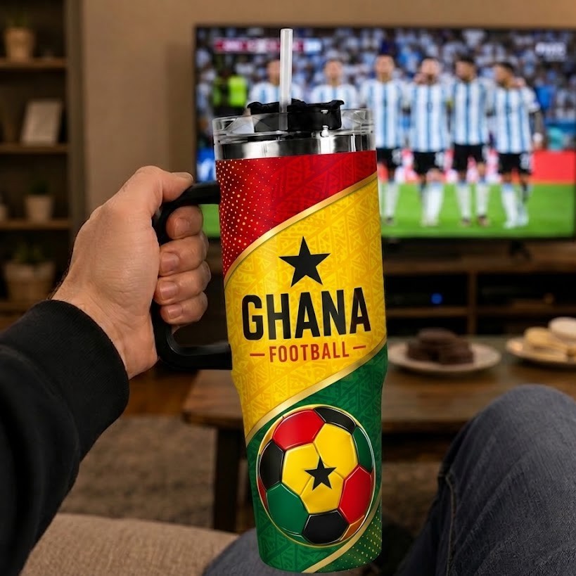 FIFA 2026 Ghana Football Sports All Over Printed 40oz Tumbler With Straw And Lid