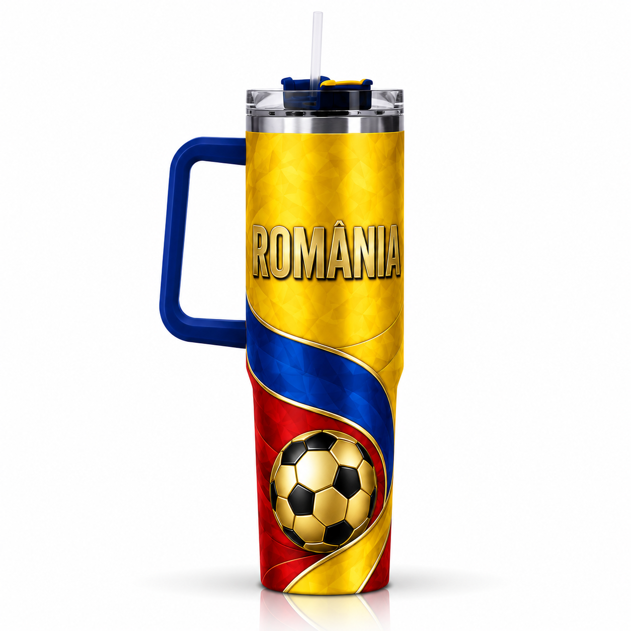 FIFA 2026 Romania Football Sports All Over Printed 40oz Tumbler With Straw And Lid
