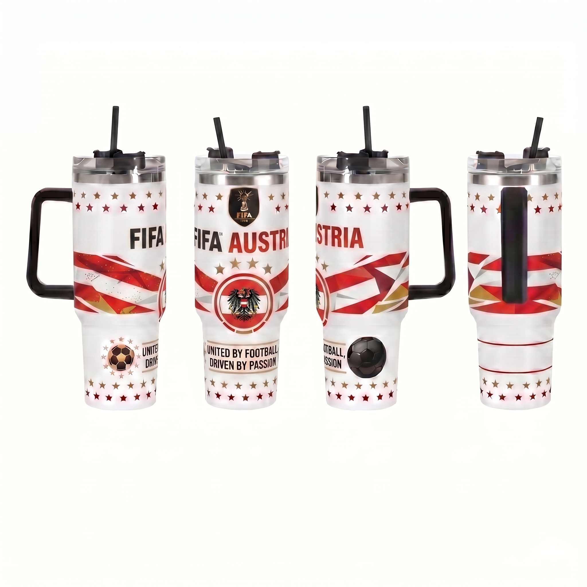 FIFA 2026 Austria Soccer Sports Themed 40oz Tumbler With Straw And Lid