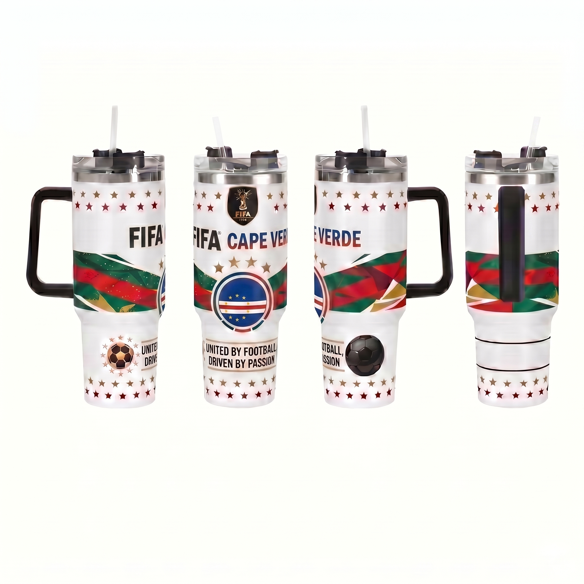 FIFA 2026 Cape Verde Soccer Sports Themed 40oz Tumbler With Straw And Lid