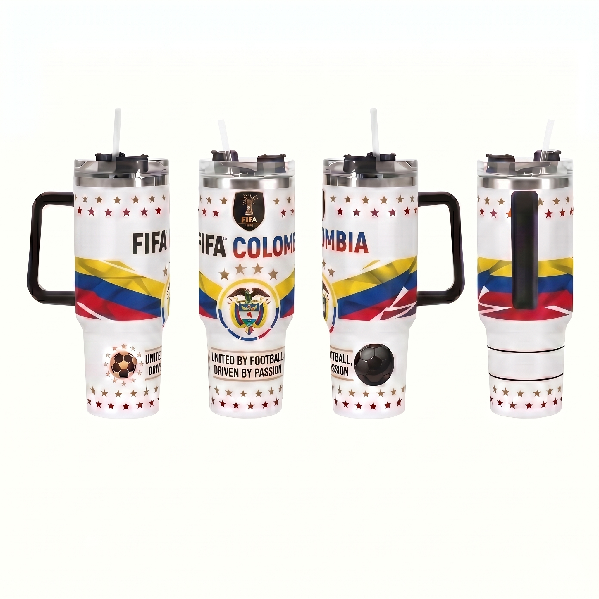 FIFA 2026 Colombia Soccer Sports Themed 40oz Tumbler With Straw And Lid