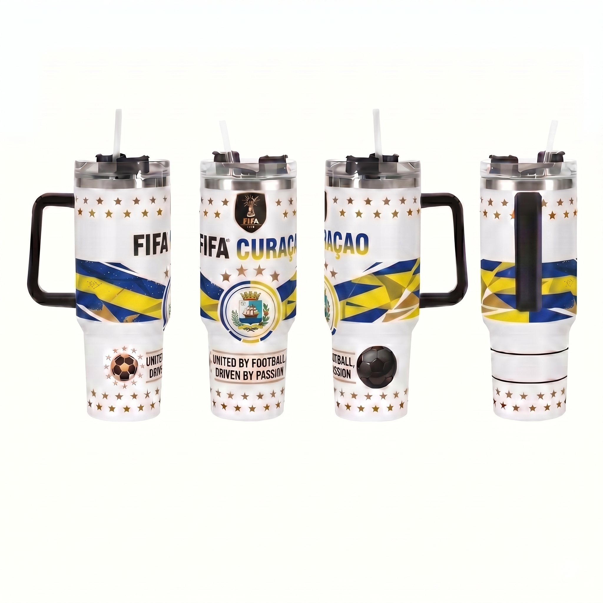FIFA 2026 Curaçao Soccer Sports Themed 40oz Tumbler With Straw And Lid
