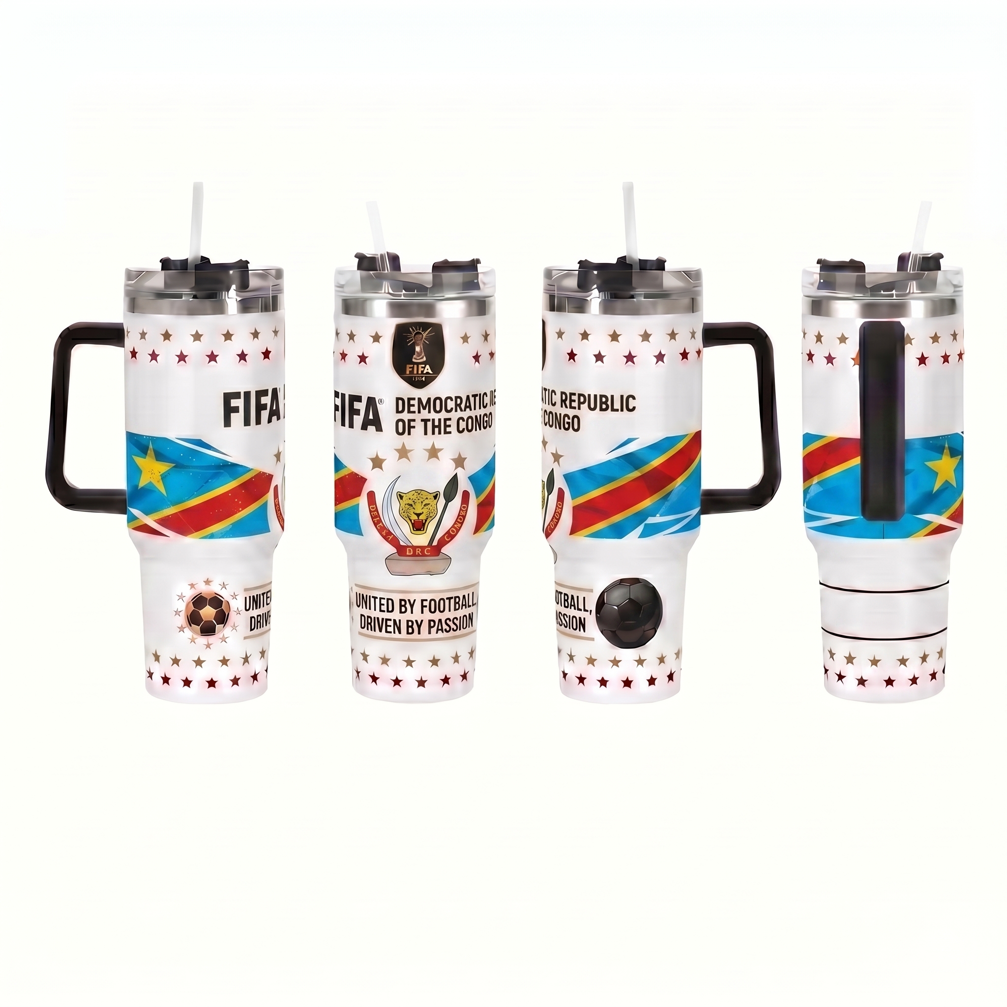 FIFA 2026 Democratic Republic Of The Congo Soccer Sports Themed 40oz Tumbler With Straw And Lid