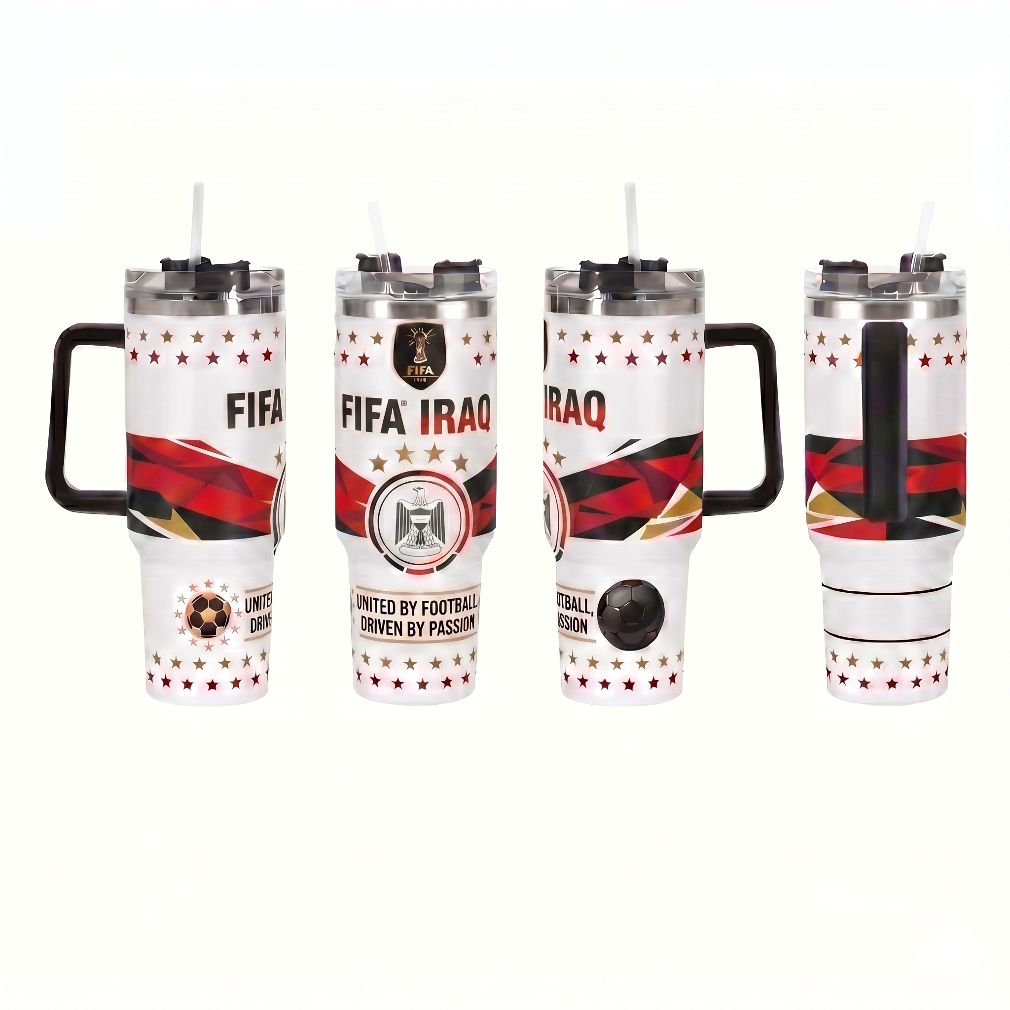 FIFA 2026 Iraq Soccer Sports Themed 40oz Tumbler With Straw And Lid