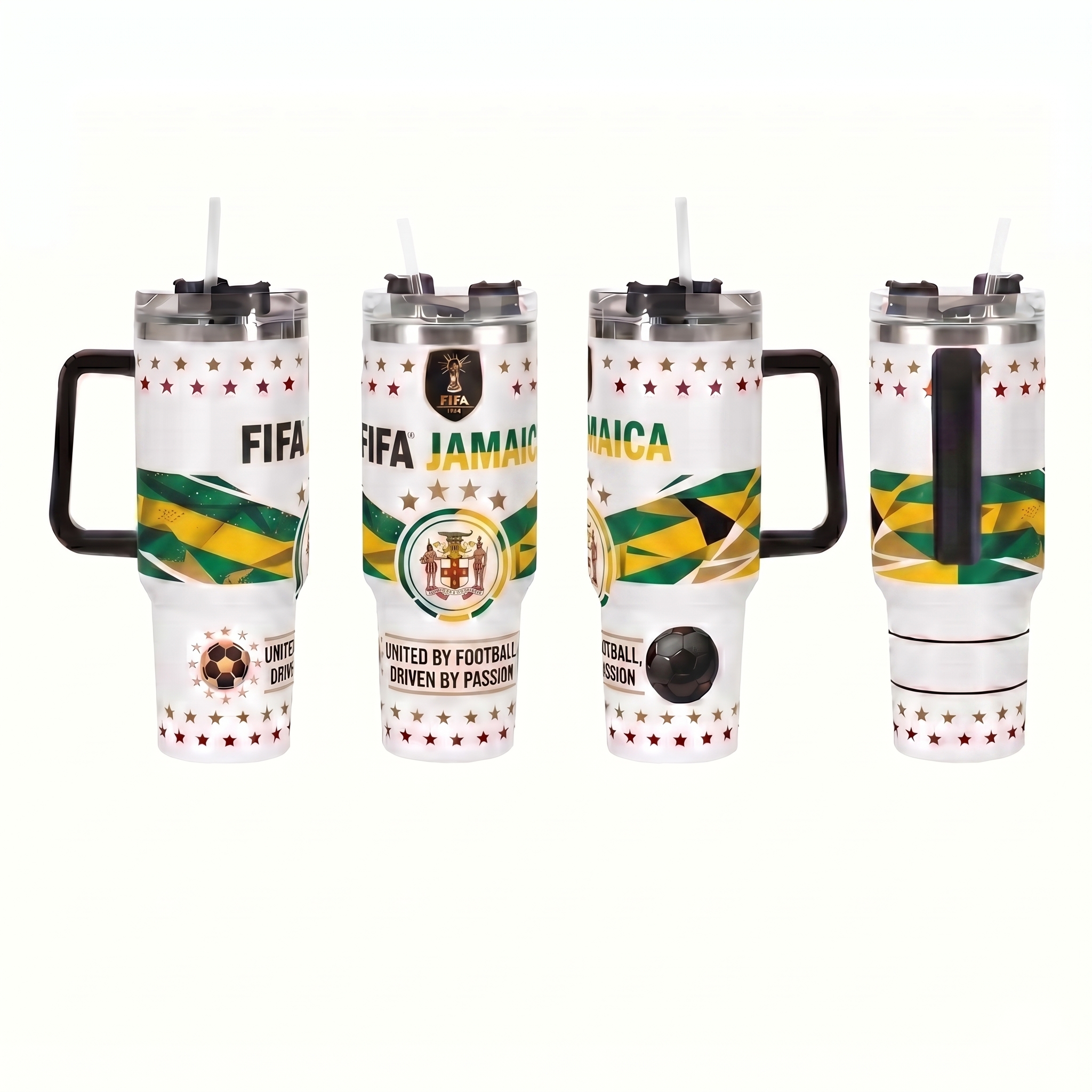 FIFA 2026 Jamaica Soccer Sports Themed 40oz Tumbler With Straw And Lid