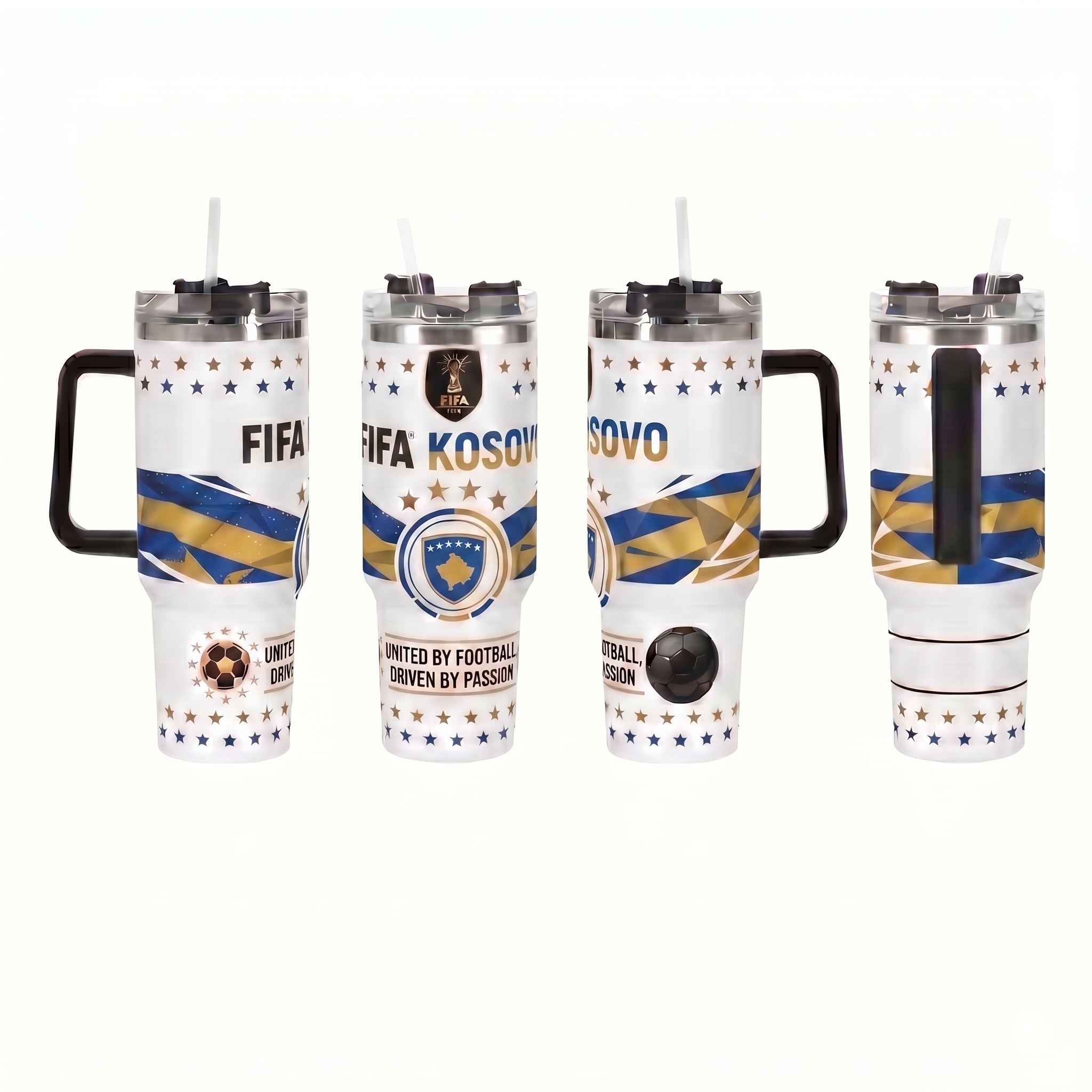 FIFA 2026 Kosovo Soccer Sports Themed 40oz Tumbler With Straw And Lid