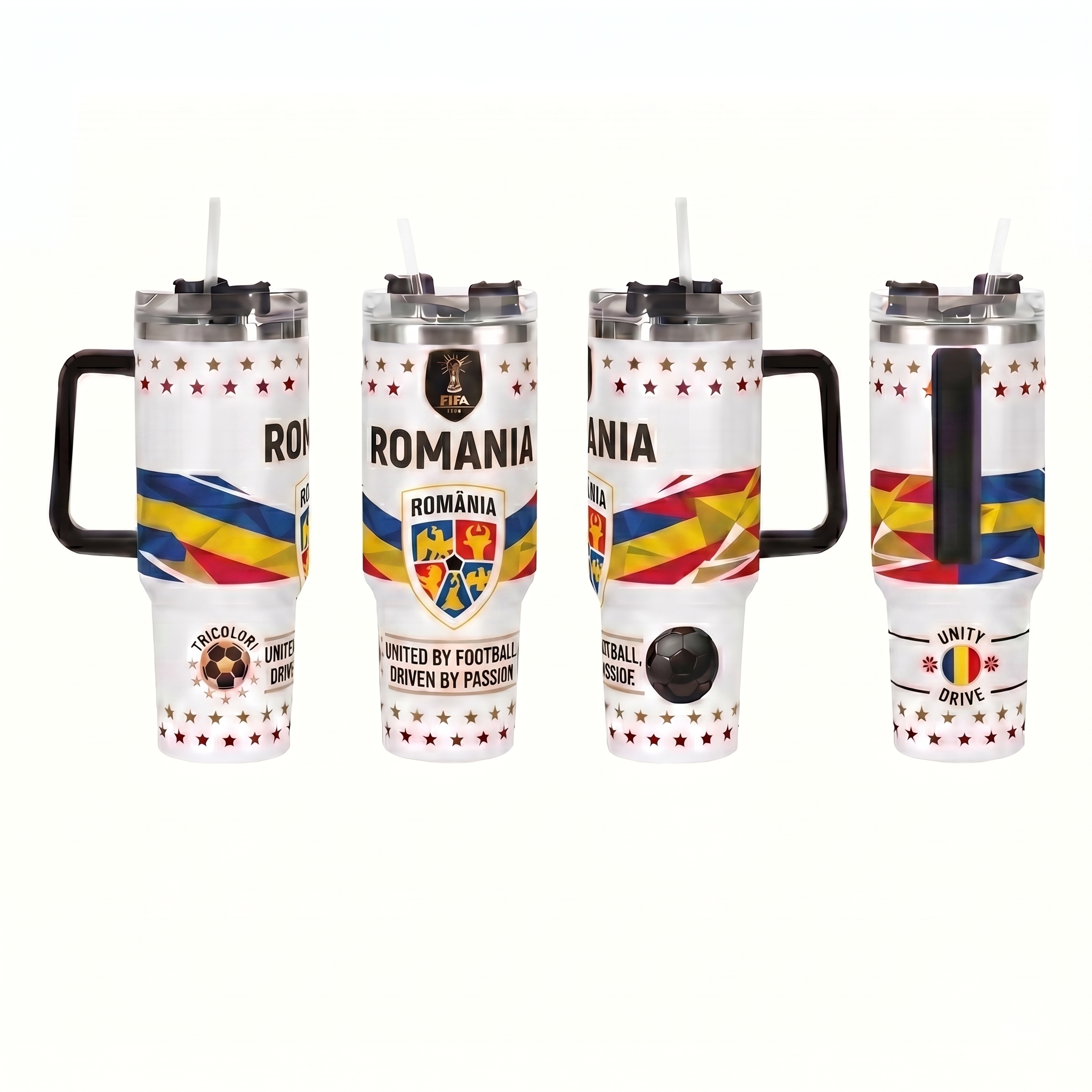 FIFA 2026 Romania Soccer Sports Themed 40oz Tumbler With Straw And Lid