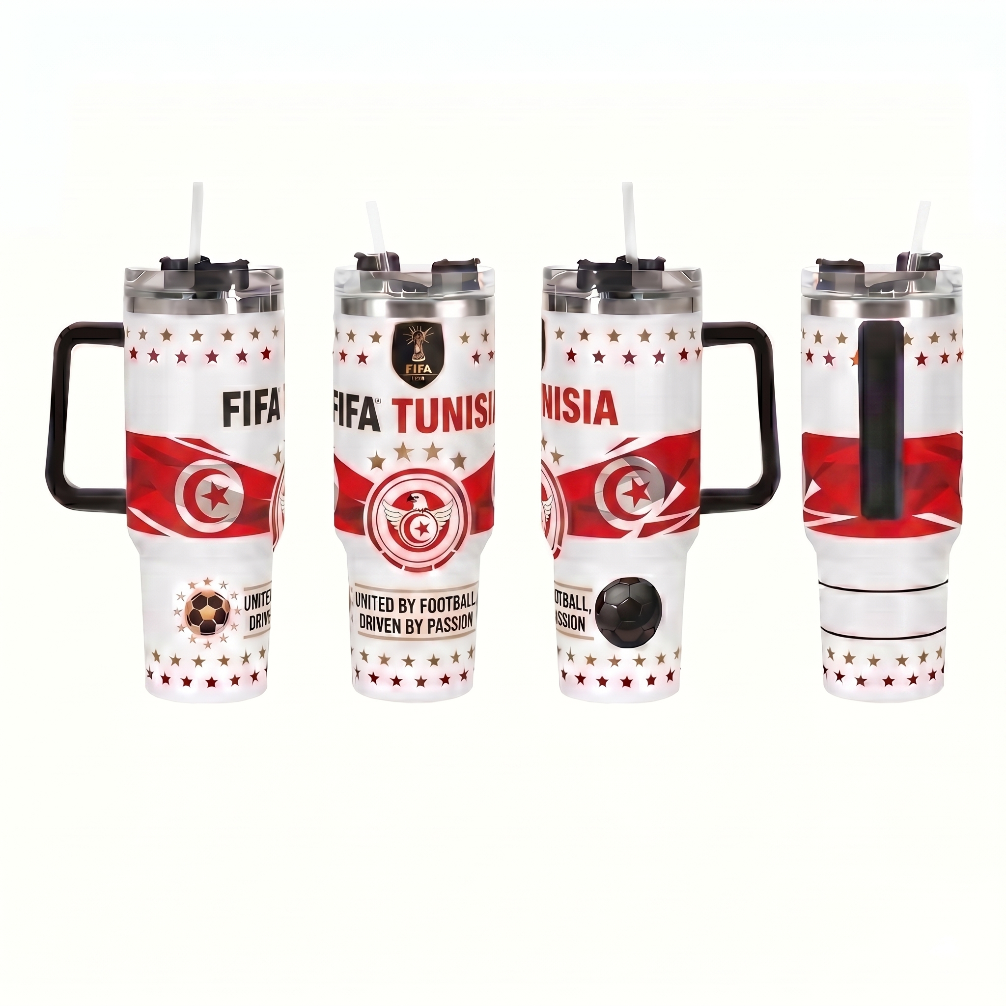 FIFA 2026 Tunisia Soccer Sports Themed 40oz Tumbler With Straw And Lid