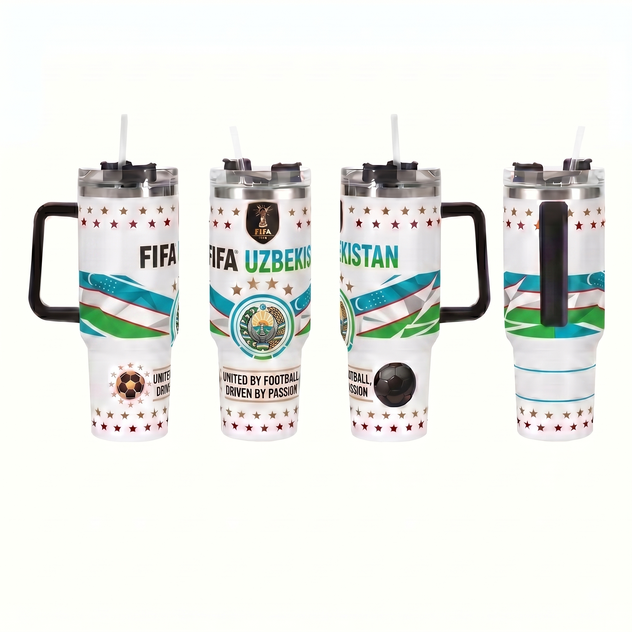 FIFA 2026 Uzbekistan Soccer Sports Themed 40oz Tumbler With Straw And Lid