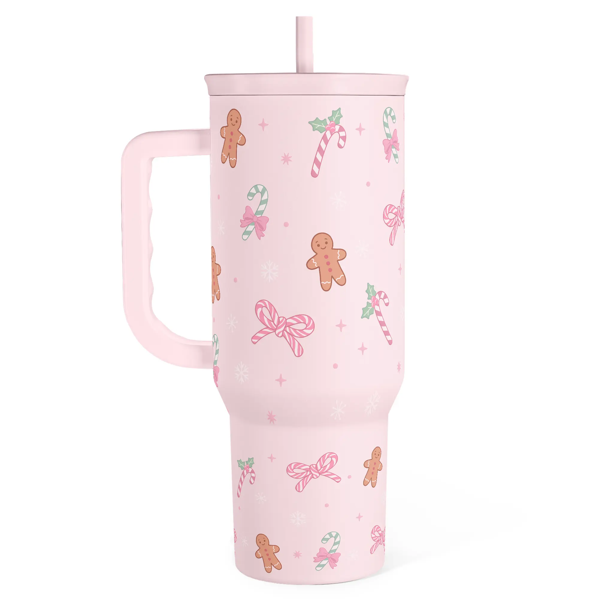 Stainless Steel 40oz Tumbler with Handle & Straw, Reusable Large Capacity Thermos Cup, Hot and Cold Insulation, Office Home Valentine Gift