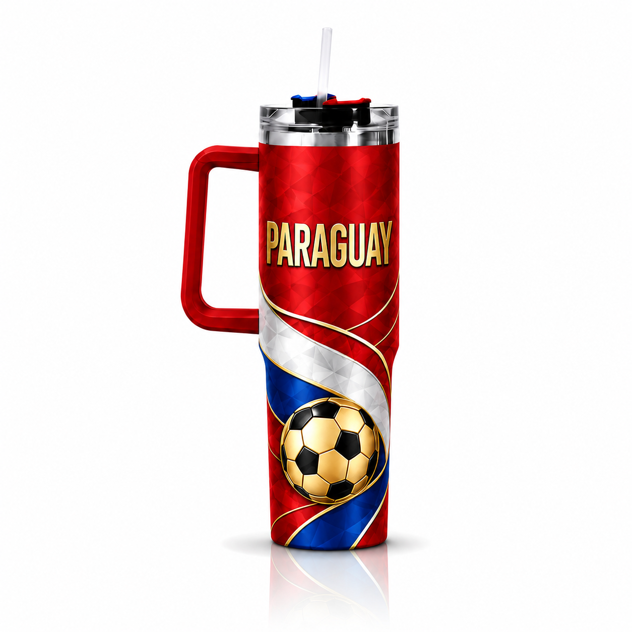 FIFA 2026 Paraguay Football Sports All Over Printed 40oz Tumbler With Straw And Lid