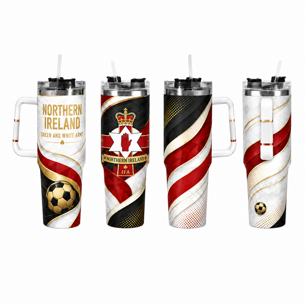 FIFA 2026 Northern Ireland Football Sports All Over Printed 40oz Tumbler With Straw And Lid