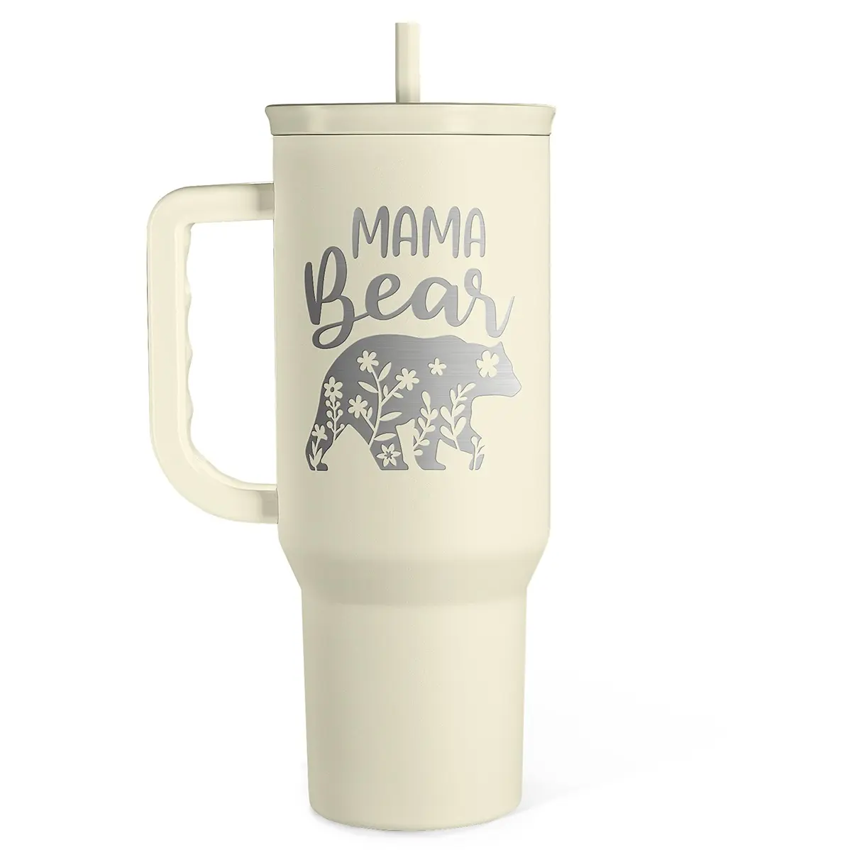 Stainless Steel 40oz Tumbler with Handle & Straw, Reusable Large Capacity Thermos Cup, Hot and Cold Insulation, Office Home Valentine Gift