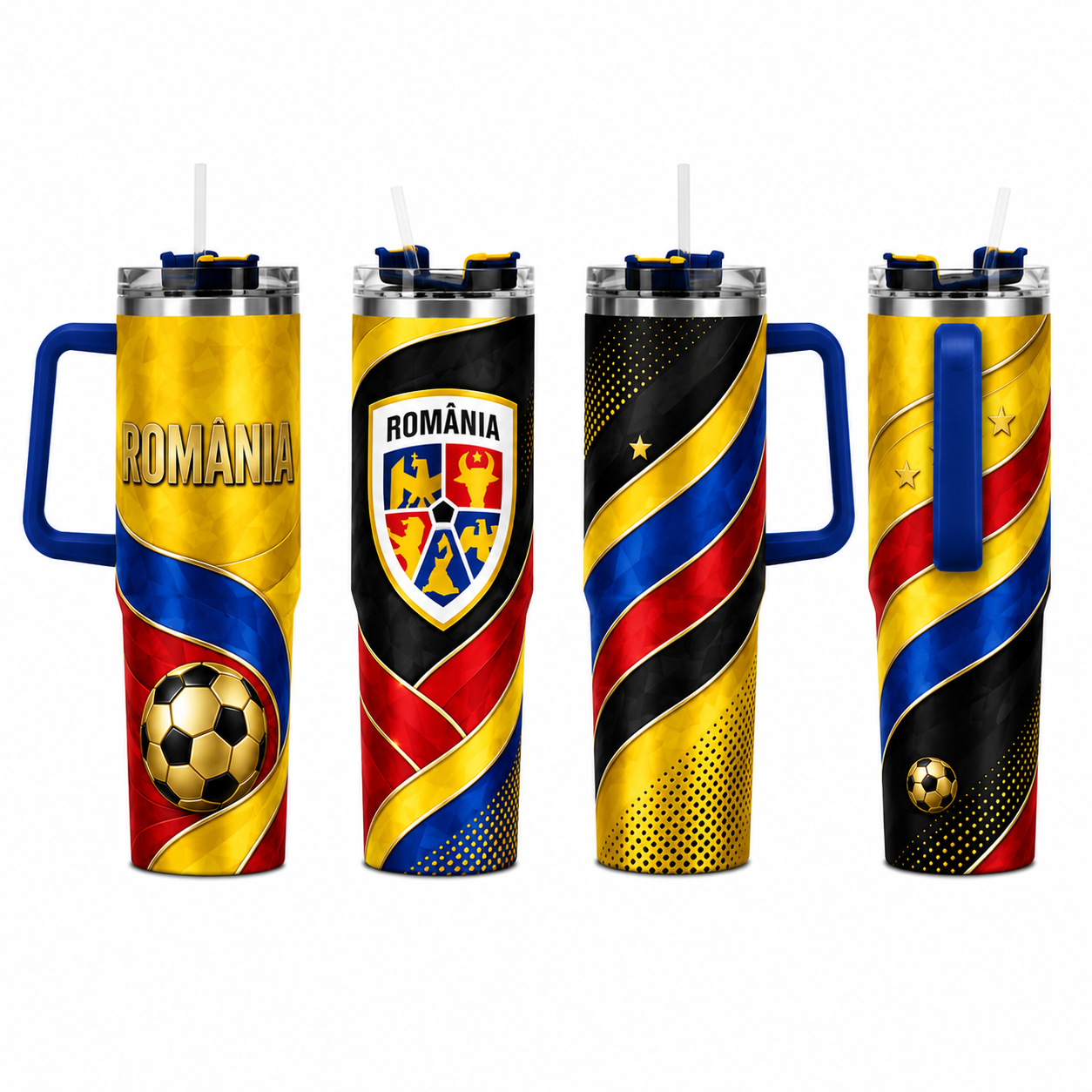 FIFA 2026 Romania Football Sports All Over Printed 40oz Tumbler With Straw And Lid