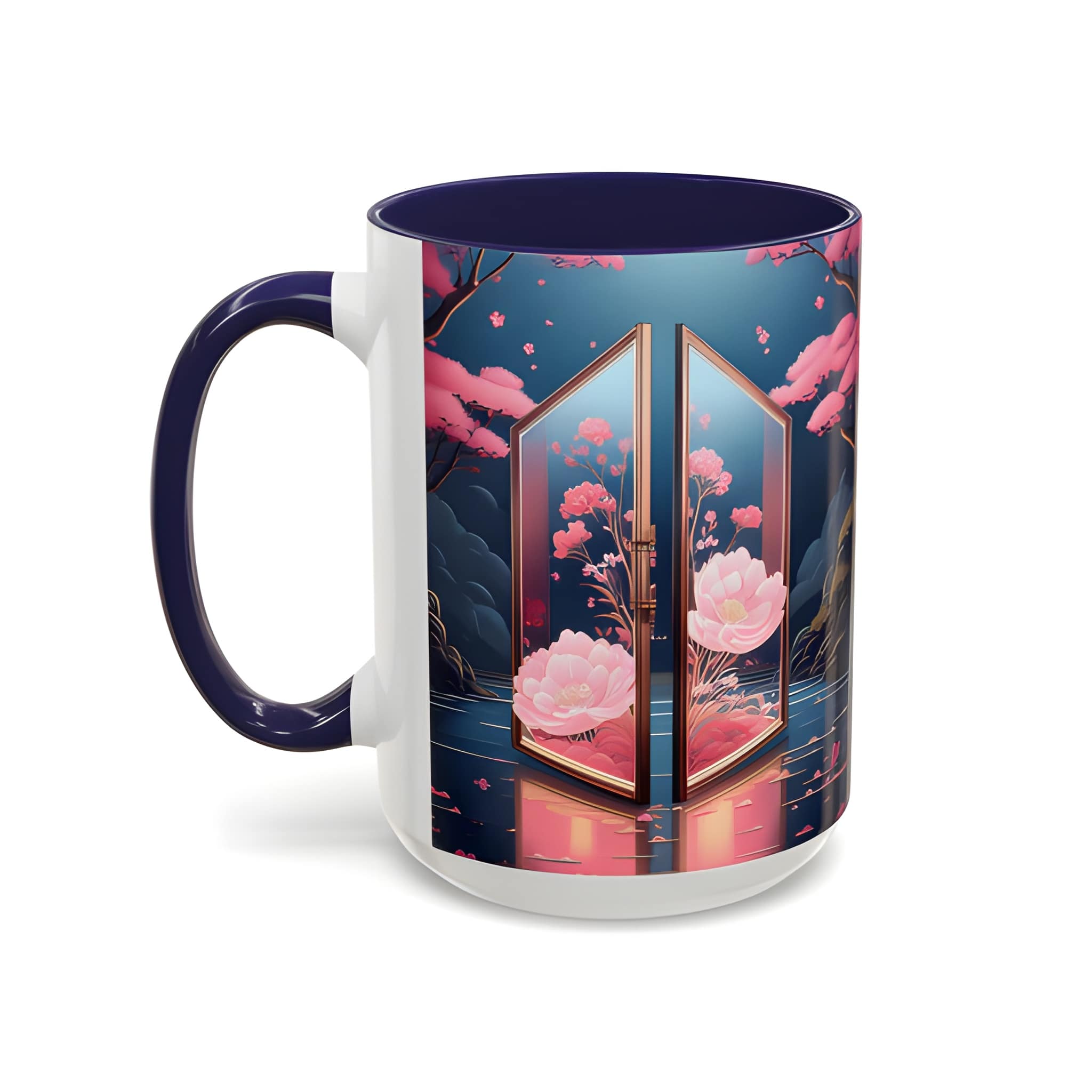 Floral BTS ARMY Logo Ceramic Mug, Kpop Fan Gift