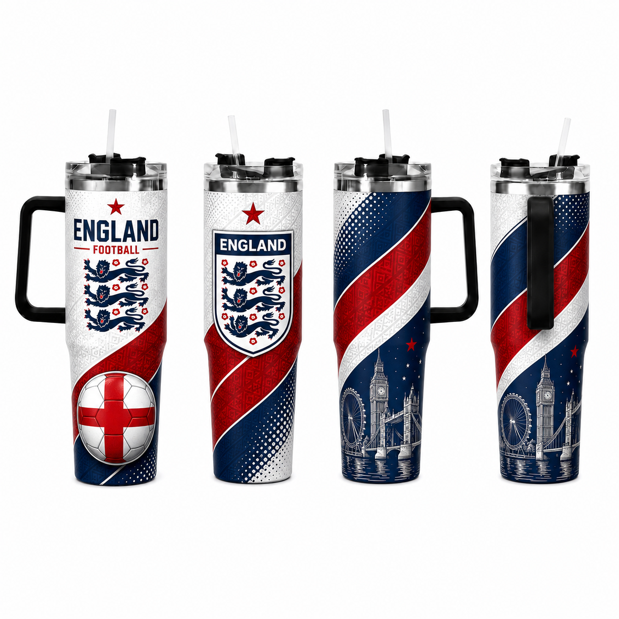 FIFA 2026 England Football Sports All Over Printed 40oz Tumbler With Straw And Lid