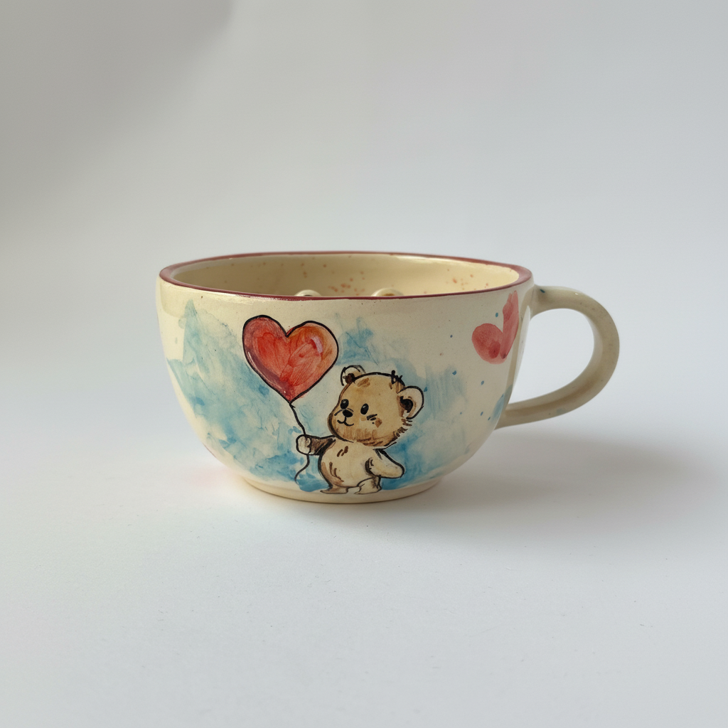 Handmade Ceramic Mug With Bear Design