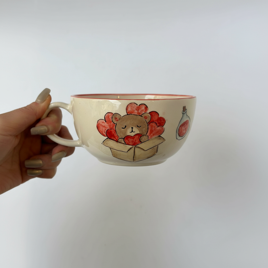 Handmade Ceramic Mug With Teddy Bear