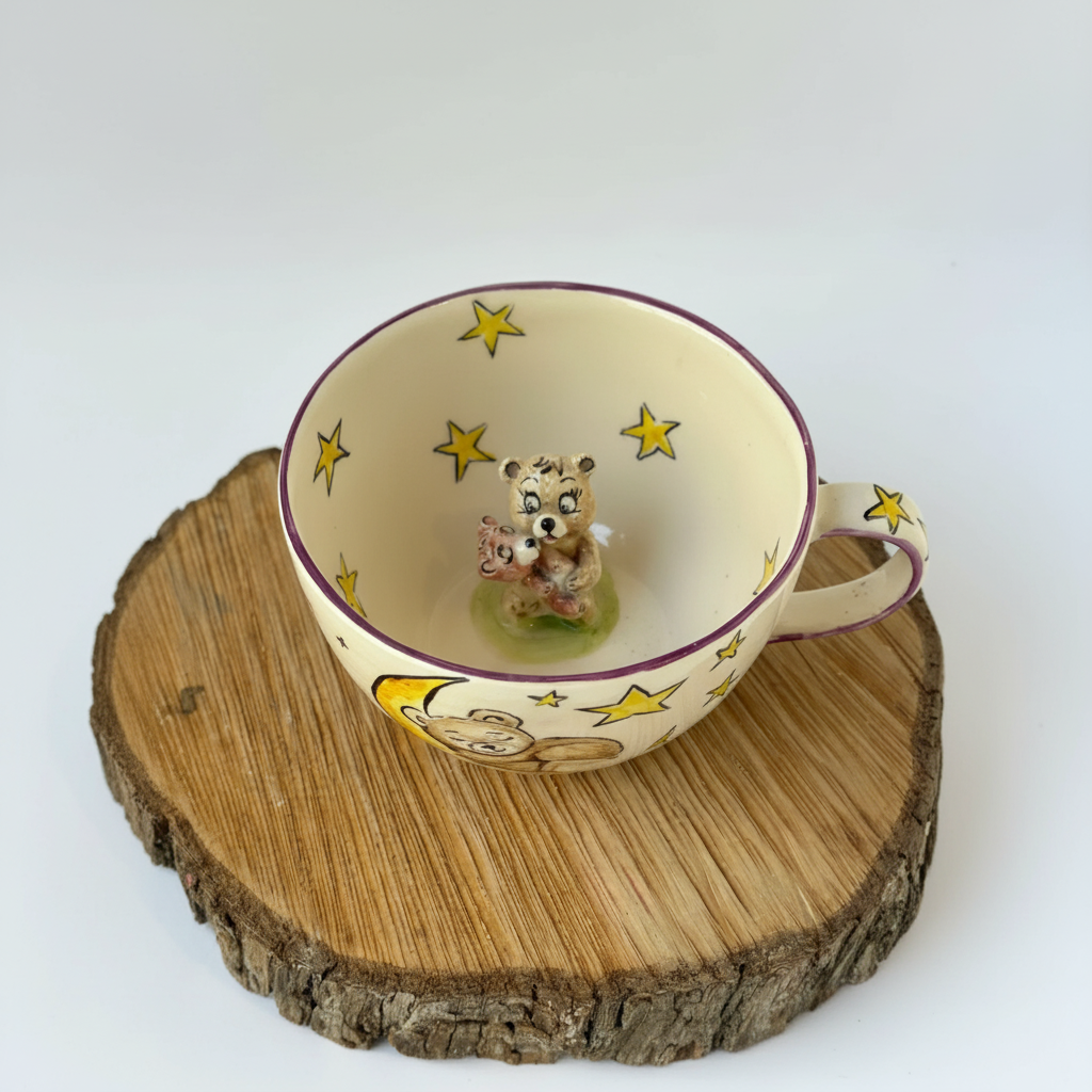 Handmade Ceramic Teddy Bear Star Coffee Mug