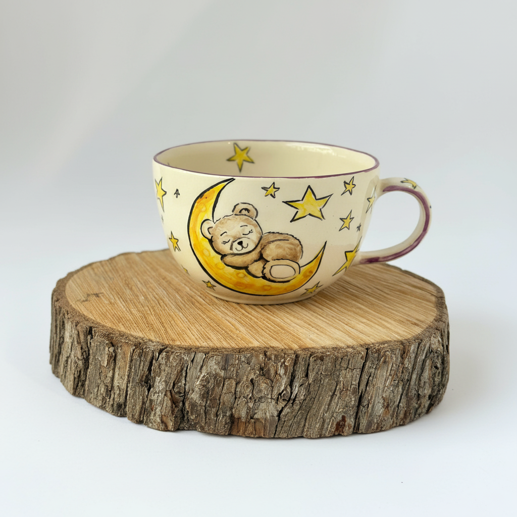 Handmade Ceramic Teddy Bear Star Coffee Mug