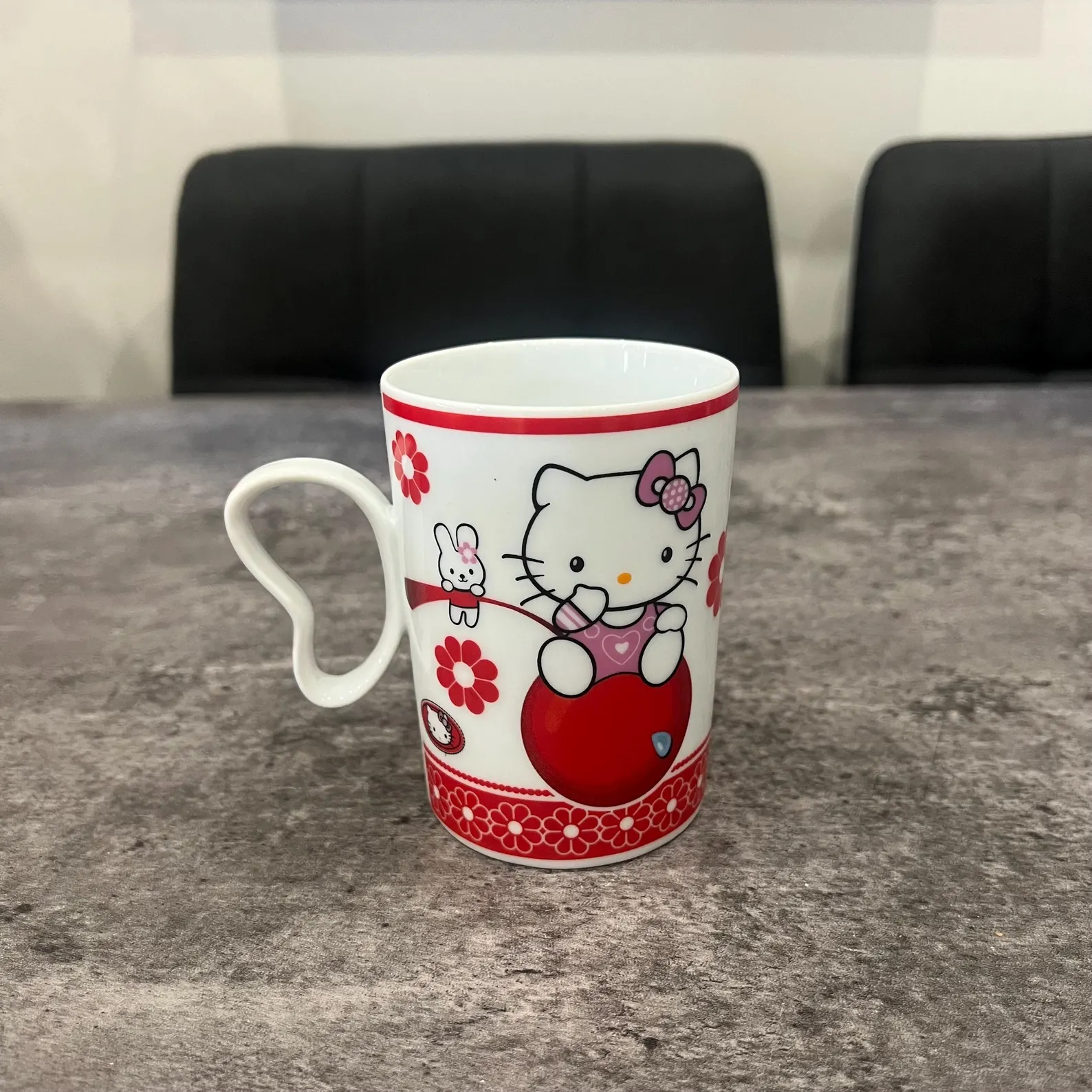 Hello Kitty Mug Red Flowers Cherries Ceramic Mug Coffee Tea Cup