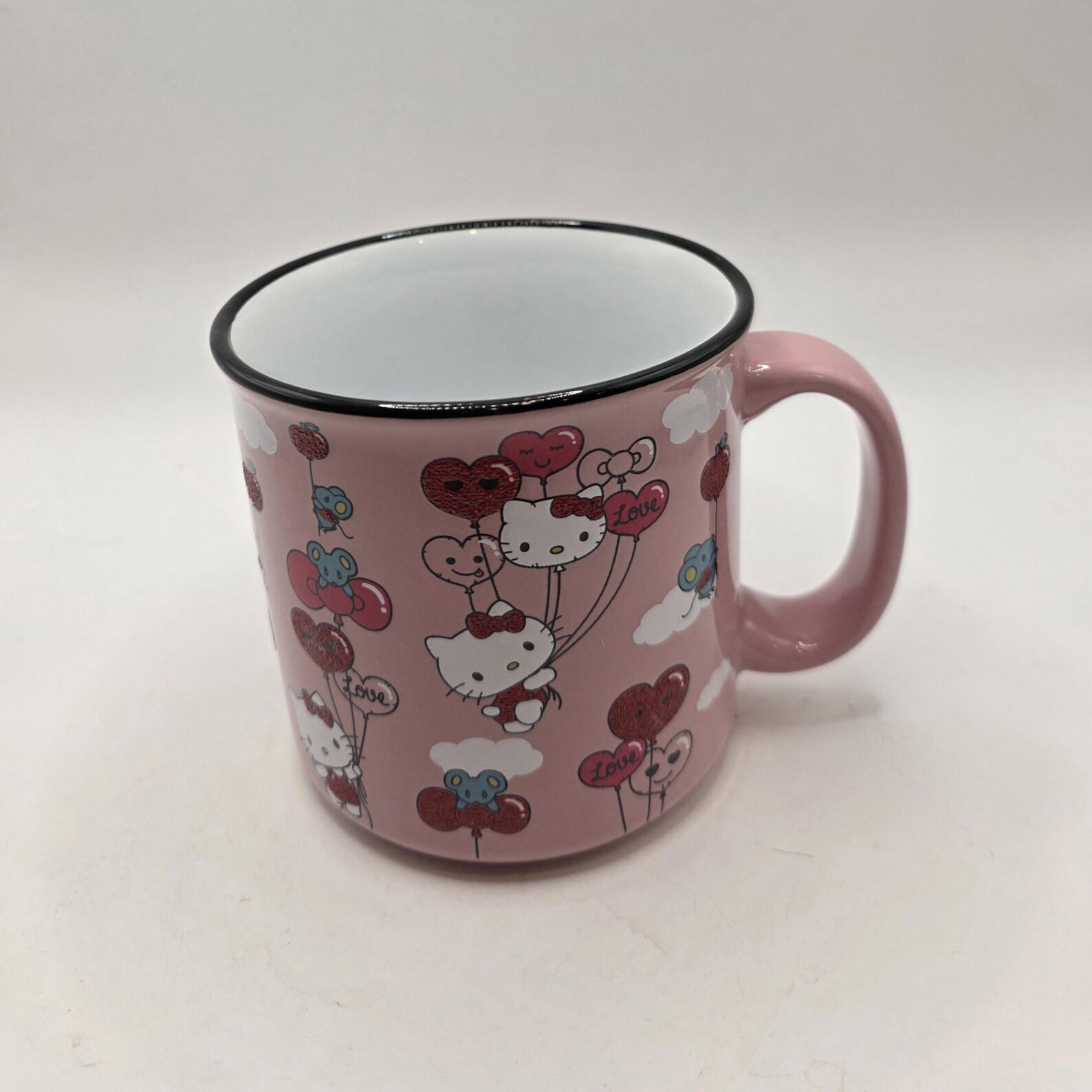 Hello Kitty 20 oz Glitter Pink Ceramic Valentines Mug Collectible