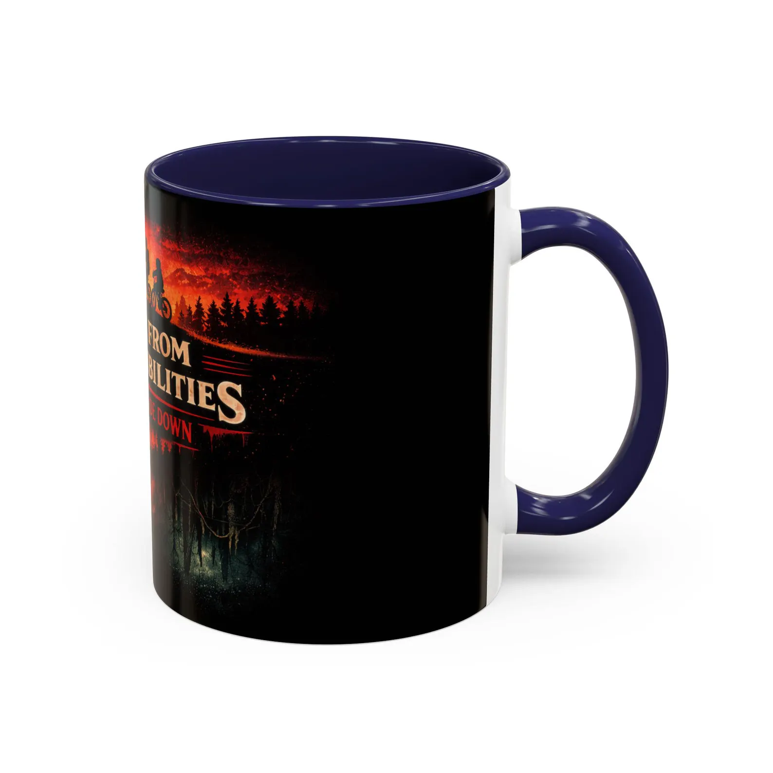 Running From My Responsibilities coffee mug Stranger Things bike silhouette