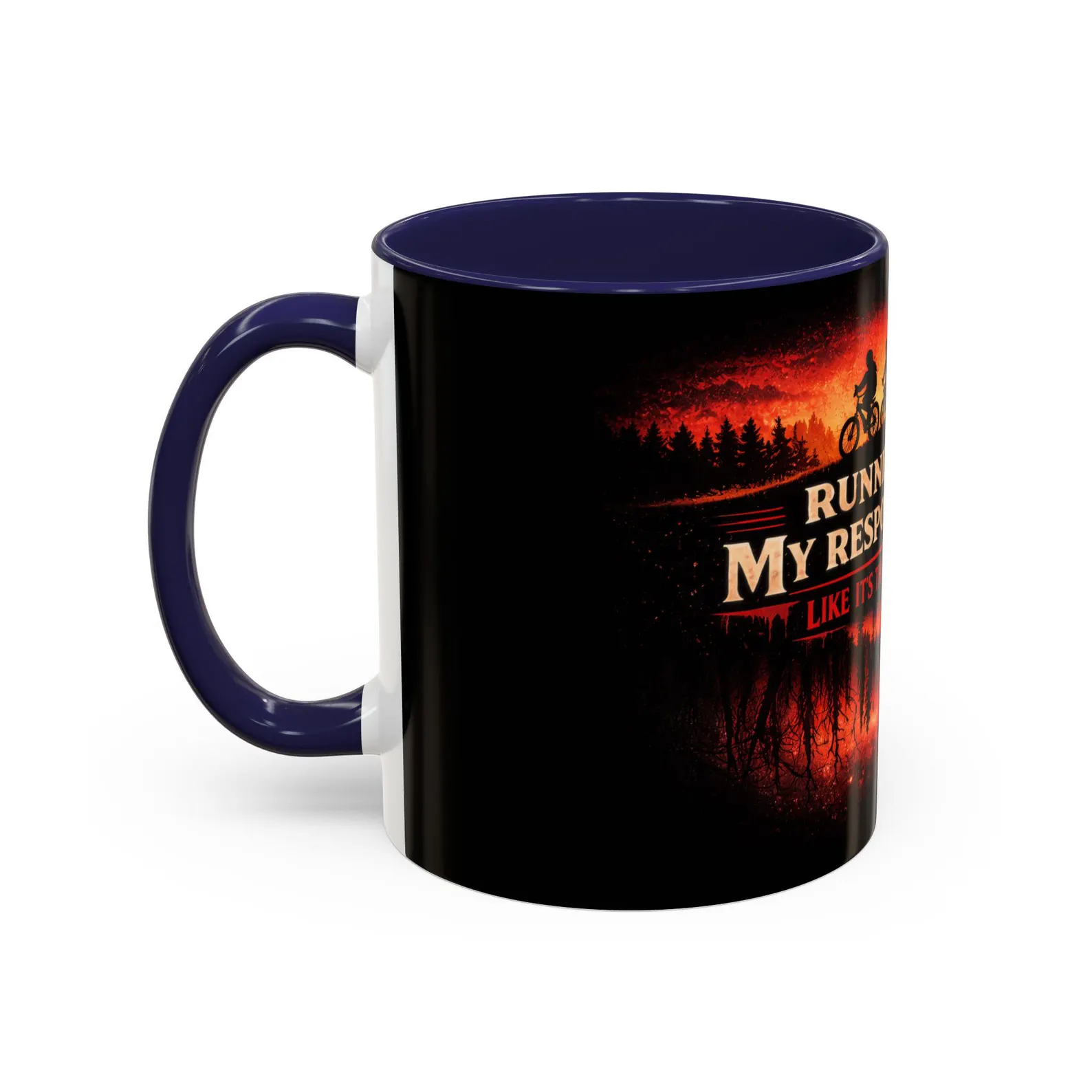 Running From My Responsibilities coffee mug Stranger Things bike silhouette