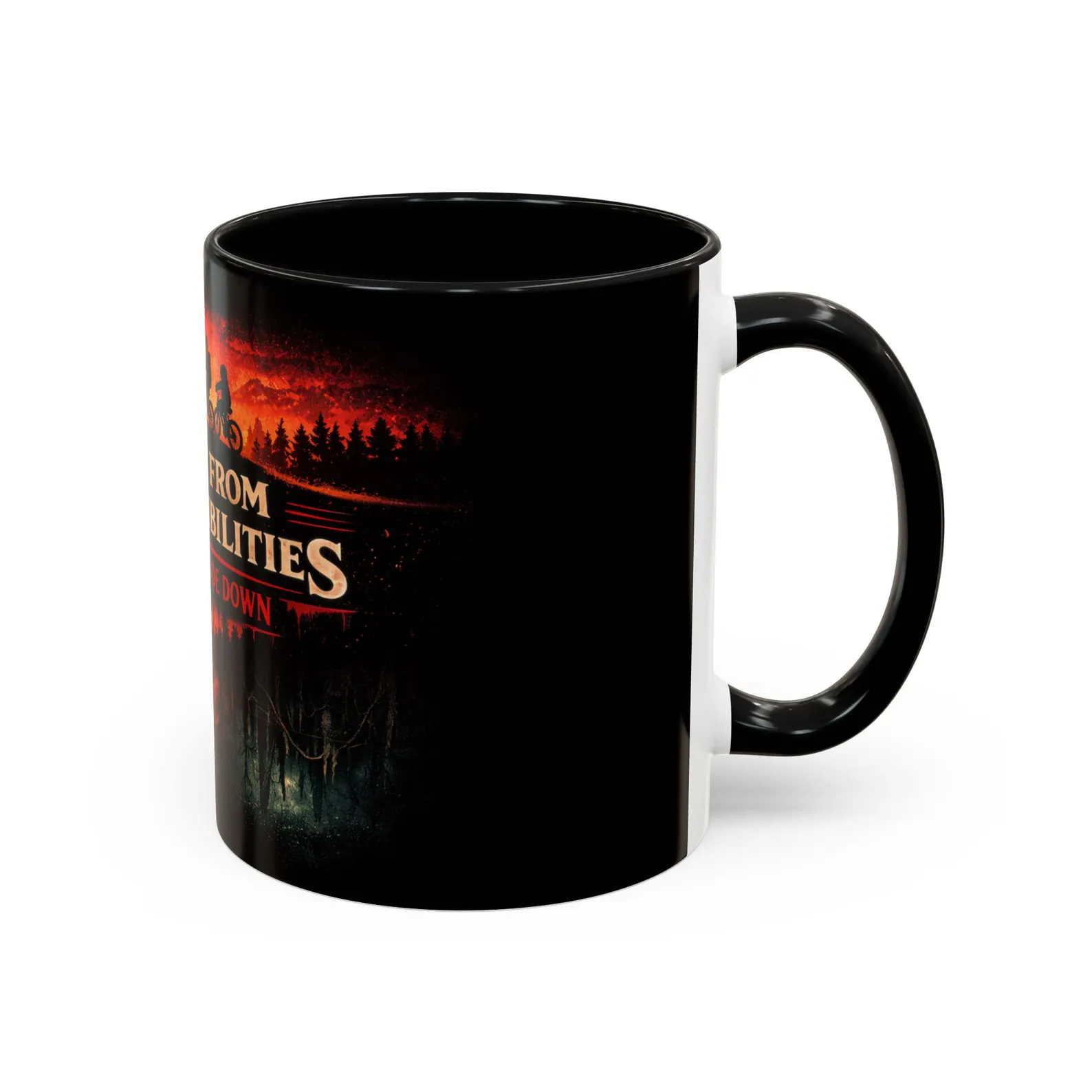Running From My Responsibilities coffee mug Stranger Things bike silhouette
