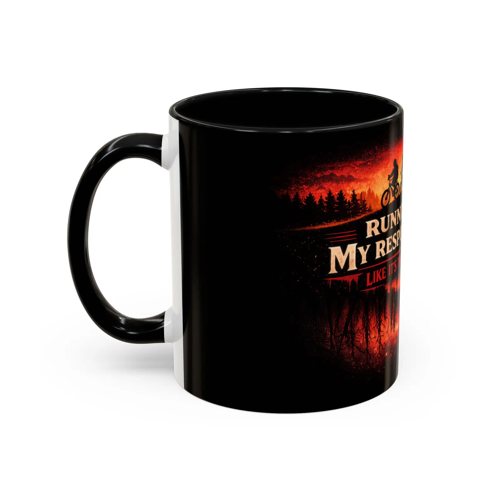 Running From My Responsibilities coffee mug Stranger Things bike silhouette